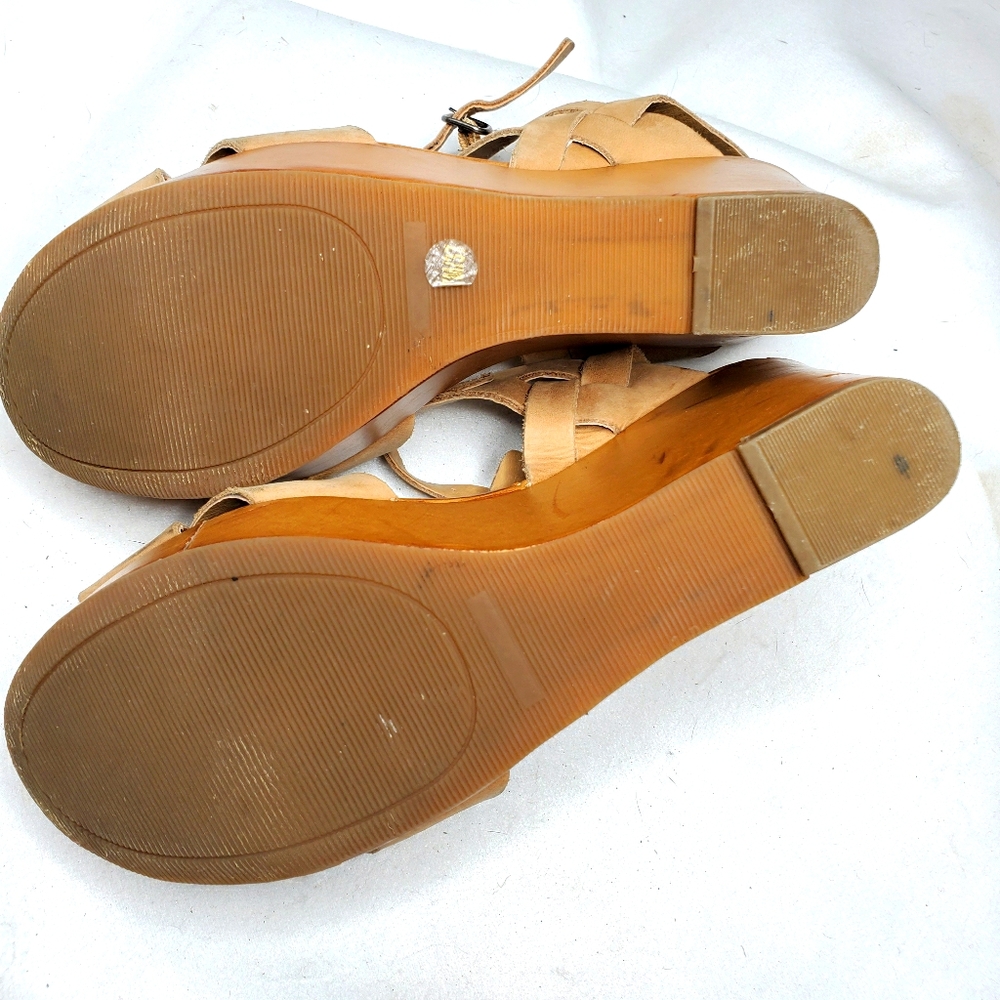 Lucky Brand Leather Size 7 Wedge Sandals - Picture 4 of 12